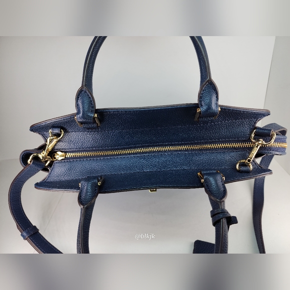 Michael Kors Karson Large Leather Satchel And Wallet Set *Denim/Navy* EUC - Picture 5 of 17